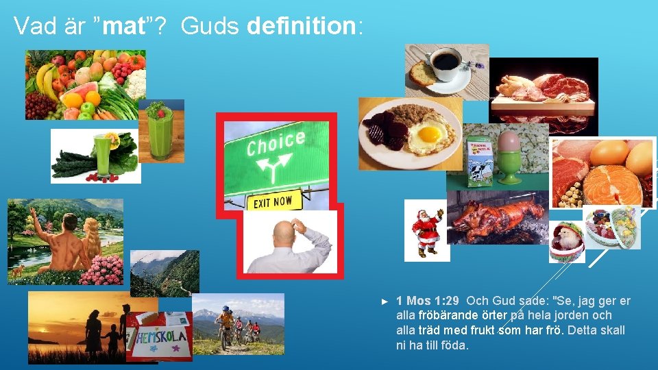 Vad är ”mat”? Guds definition: ► 1 Mos 1: 29 Och Gud sade: "Se,