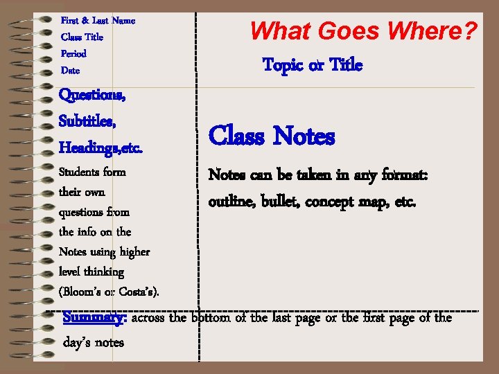 First & Last Name Class Title Period Date Questions, Subtitles, Headings, etc. Students form