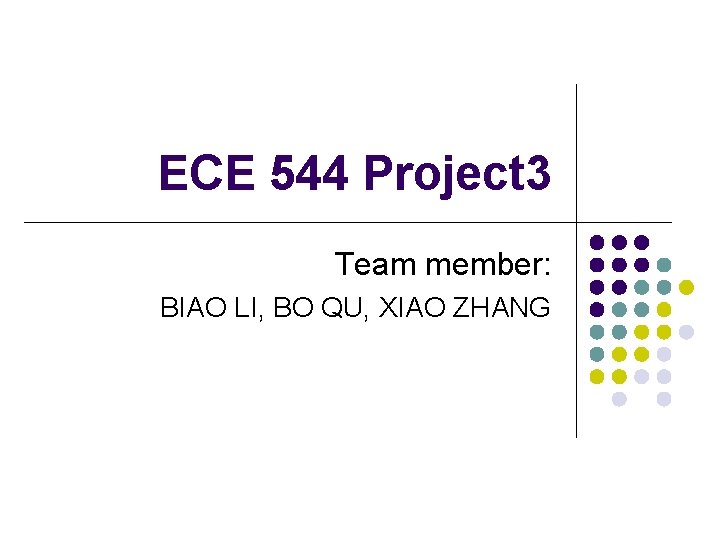 ECE 544 Project 3 Team member: BIAO LI, BO QU, XIAO ZHANG 