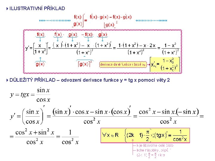 4 ILUSTRATIVNÍ PŘÍKLAD 4 DŮLEŽITÝ PŘÍKLAD – odvození derivace funkce y = tg x