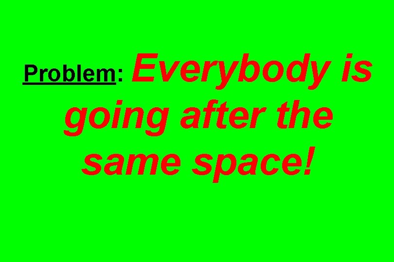 Everybody is going after the same space! Problem: 