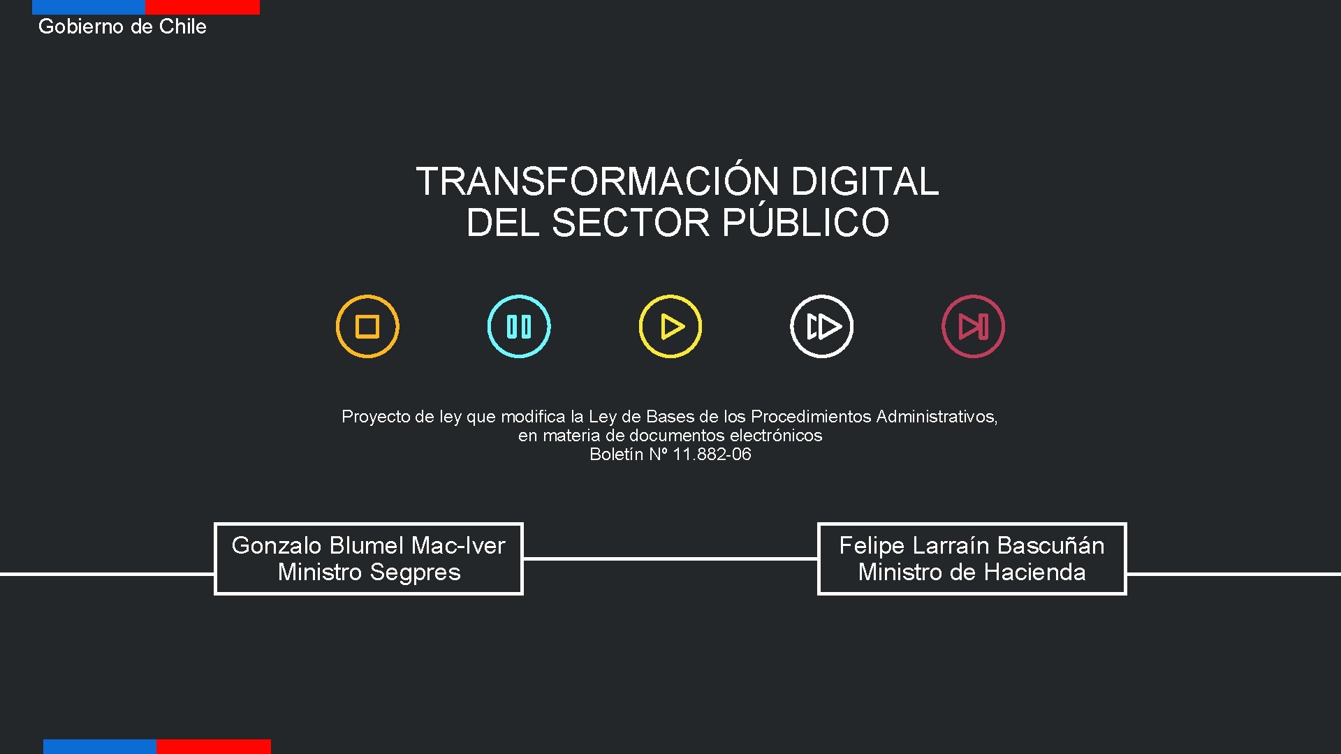 Gobierno de Chile TRANSFORMACIÓN DIGITAL DEL SECTOR PÚBLICO Proyecto de ley que modifica la