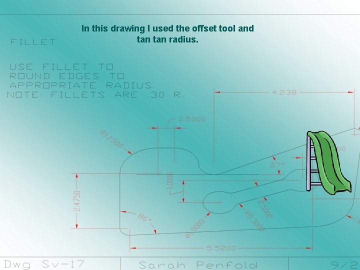 In this drawing I used the offset tool and tan radius. 