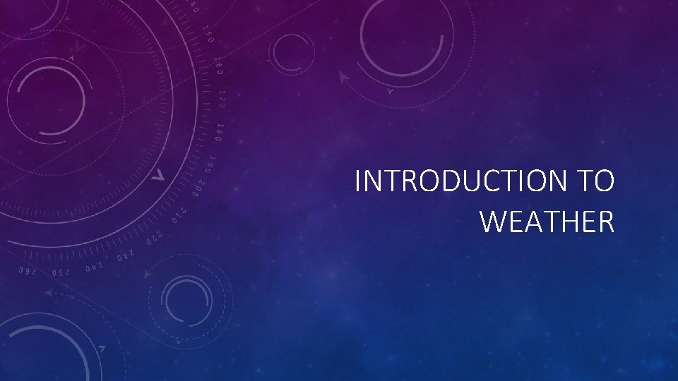 INTRODUCTION TO WEATHER 