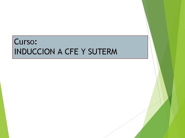 Curso: INDUCCION A CFE Y SUTERM 