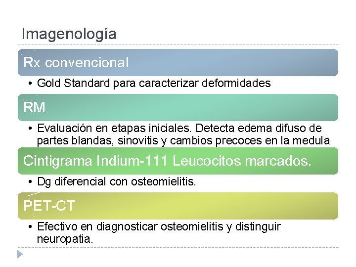 Imagenología Rx convencional • Gold Standard para caracterizar deformidades RM • Evaluación en etapas