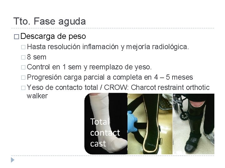 Tto. Fase aguda � Descarga � Hasta � 8 de peso resolución inflamación y