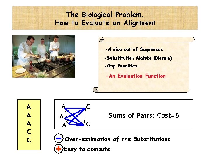 The Biological Problem. How to Evaluate an Alignment -A nice set of Sequences -Substitution