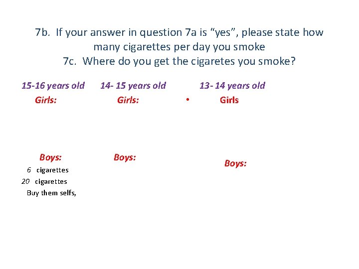 7 b. If your answer in question 7 a is “yes”, please state how