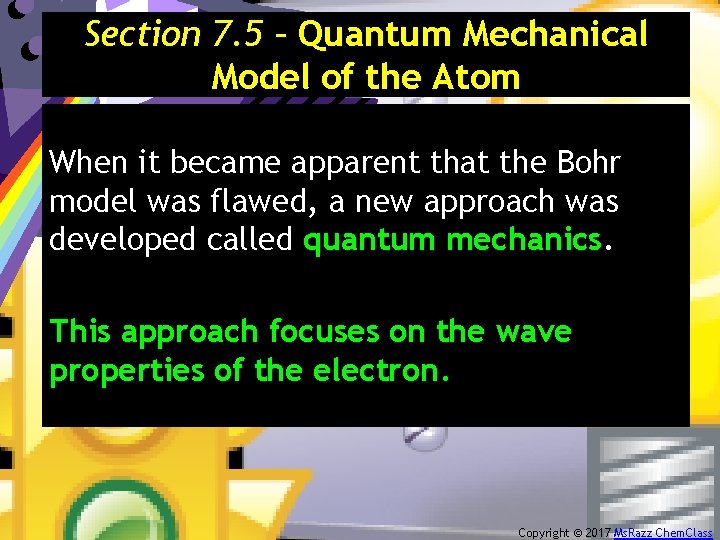 Section 7. 5 – Quantum Mechanical Model of the Atom When it became apparent