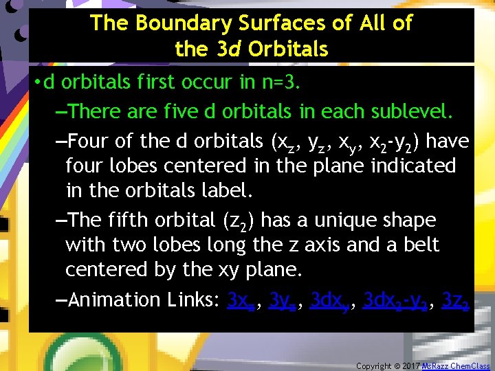 The Boundary Surfaces of All of the 3 d Orbitals • d orbitals first