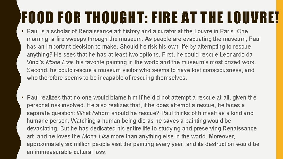 FOOD FOR THOUGHT: FIRE AT THE LOUVRE! • Paul is a scholar of Renaissance