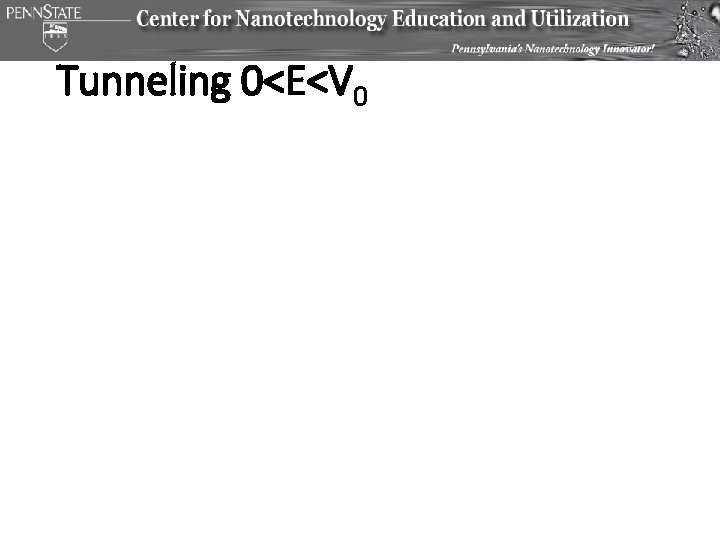 Tunneling 0<E<V 0 