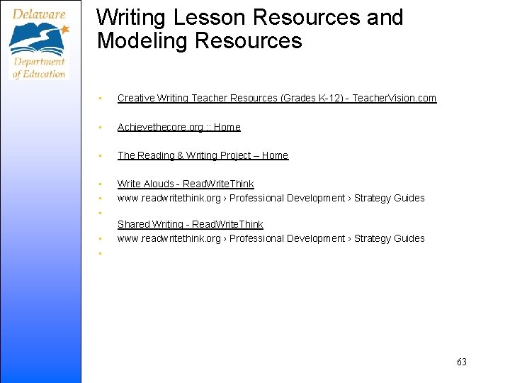 Writing Lesson Resources and Modeling Resources • Creative Writing Teacher Resources (Grades K-12) -