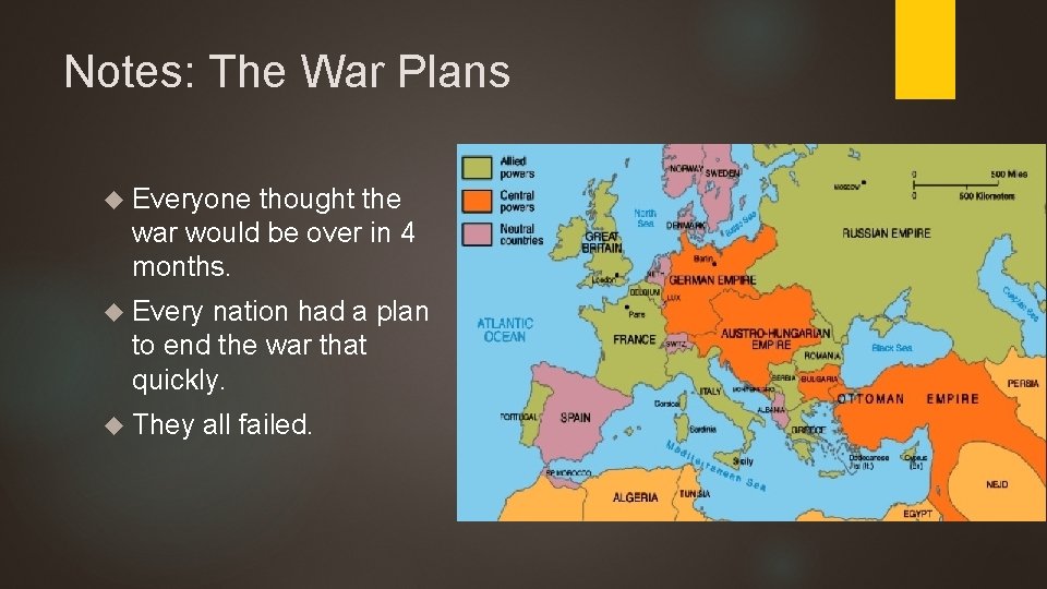 Notes: The War Plans Everyone thought the war would be over in 4 months. Notes: The War Plans Everyone thought the war would be over in 4 months.