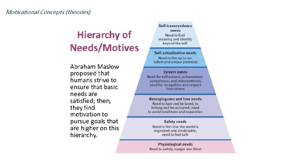 Motivational Concepts (theories) 