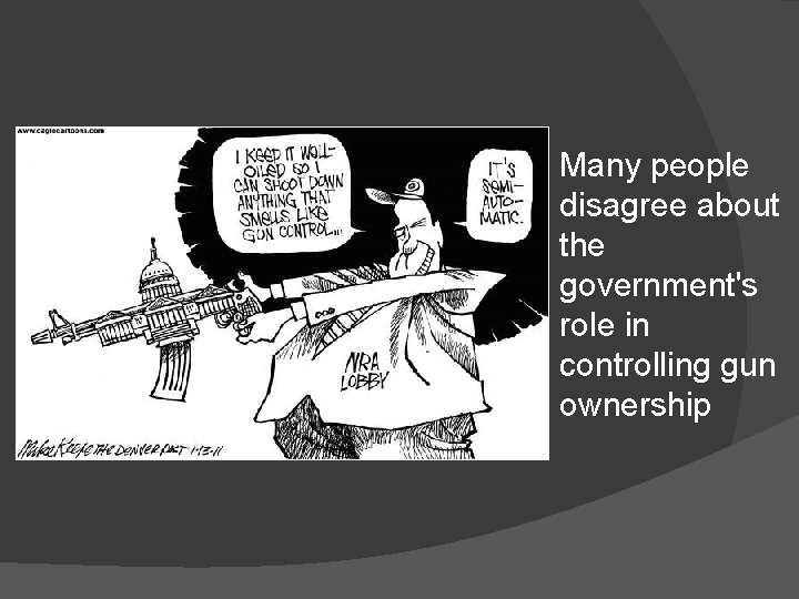 Many people disagree about the government's role in controlling gun ownership 