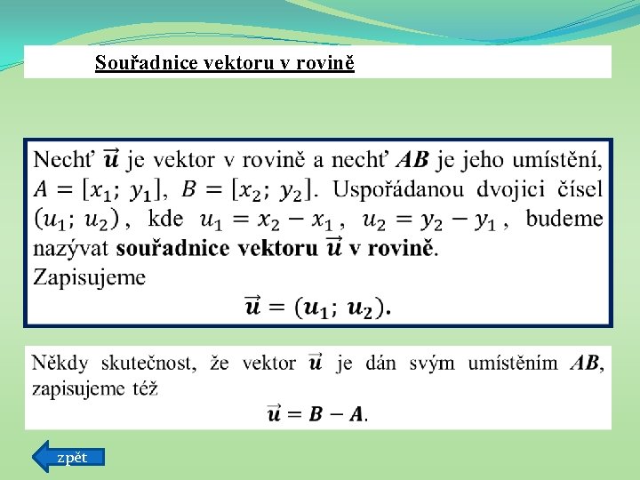 Souřadnice vektoru v rovině zpět 