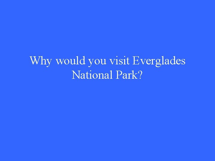 Why would you visit Everglades National Park? 