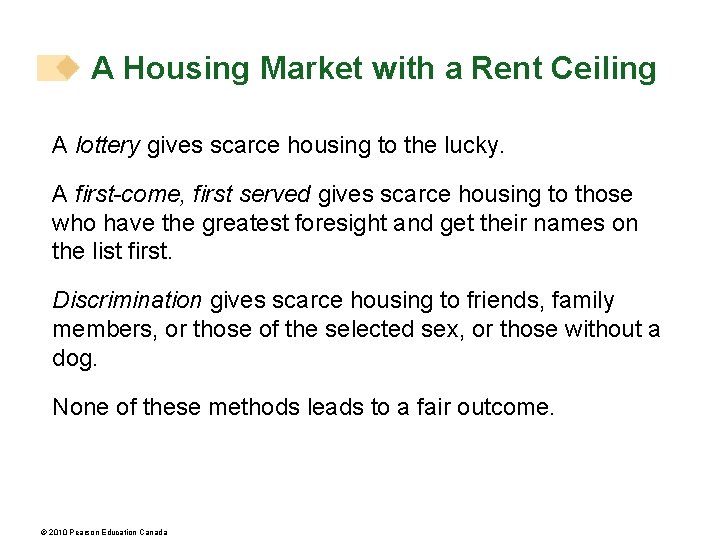 A Housing Market with a Rent Ceiling A lottery gives scarce housing to the