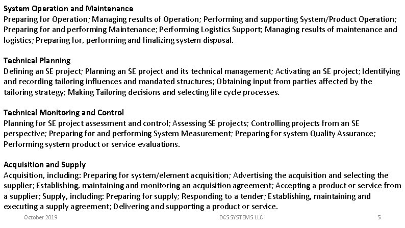 Skills Areas Performed by Certified Systems Engineers International