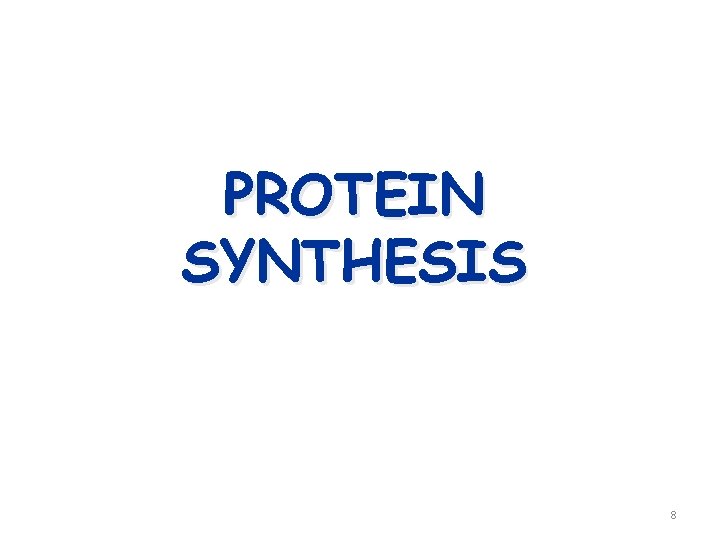 PROTEIN SYNTHESIS 8 