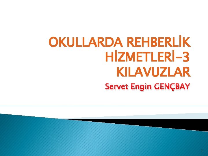 OKULLARDA REHBERLİK HİZMETLERİ-3 KILAVUZLAR Servet Engin GENÇBAY 1 