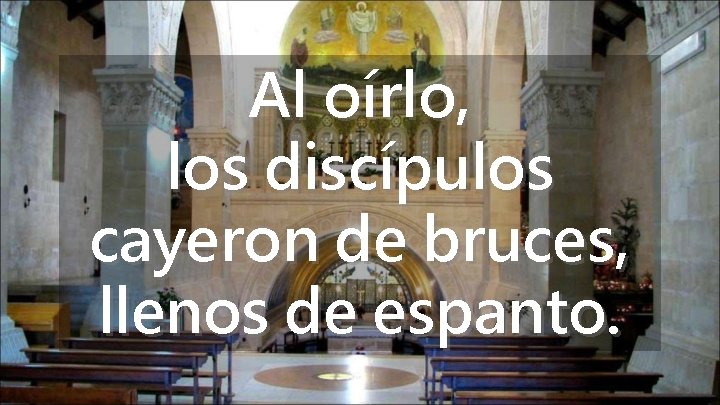 Al oírlo, los discípulos cayeron de bruces, llenos de espanto. 