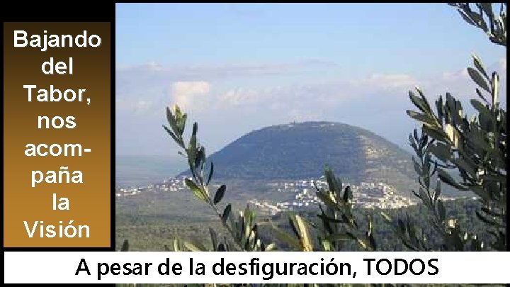 Bajando del Tabor, nos acompaña la Visión A pesar de la desfiguración, TODOS 