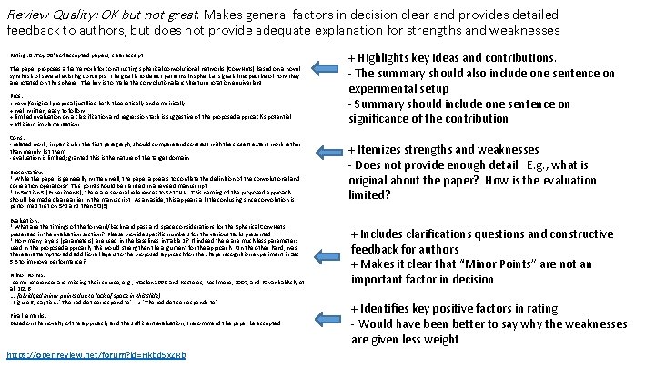 Review Quality: OK but not great. Makes general factors in decision clear and provides