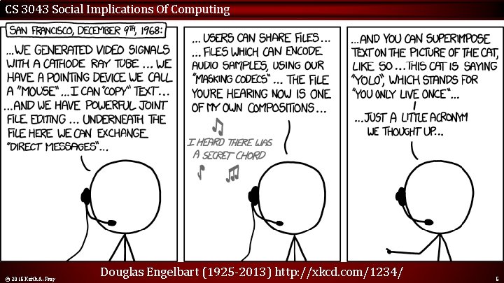 CS 3043 Social Implications Of Computing © 2015 Keith A. Pray Douglas Engelbart (1925