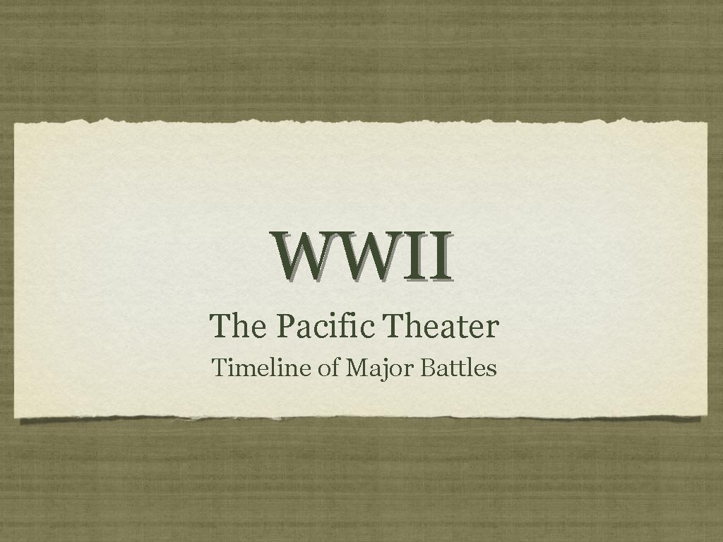 WWII The Pacific Theater Timeline of Major Battles 