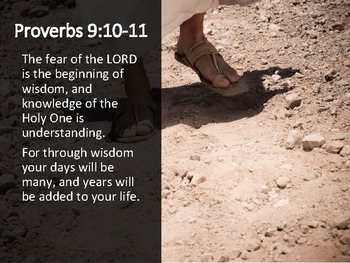 Proverbs 9: 10 -11 The fear of the LORD is the beginning of wisdom,