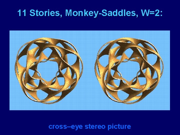 11 Stories, Monkey-Saddles, W=2: cross–eye stereo picture 
