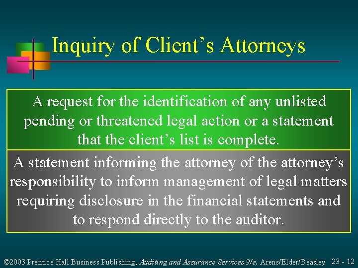 Inquiry of Client’s Attorneys A request for the identification of any unlisted pending or