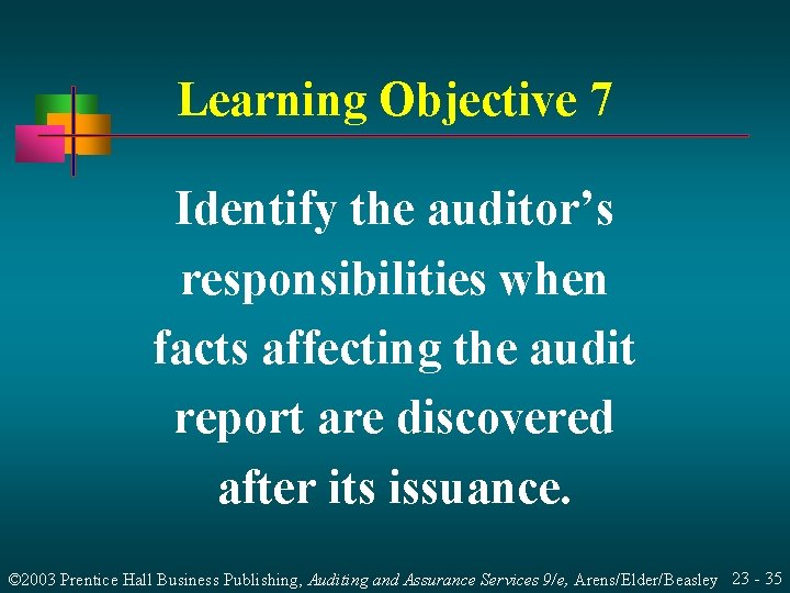 Learning Objective 7 Identify the auditor’s responsibilities when facts affecting the audit report are