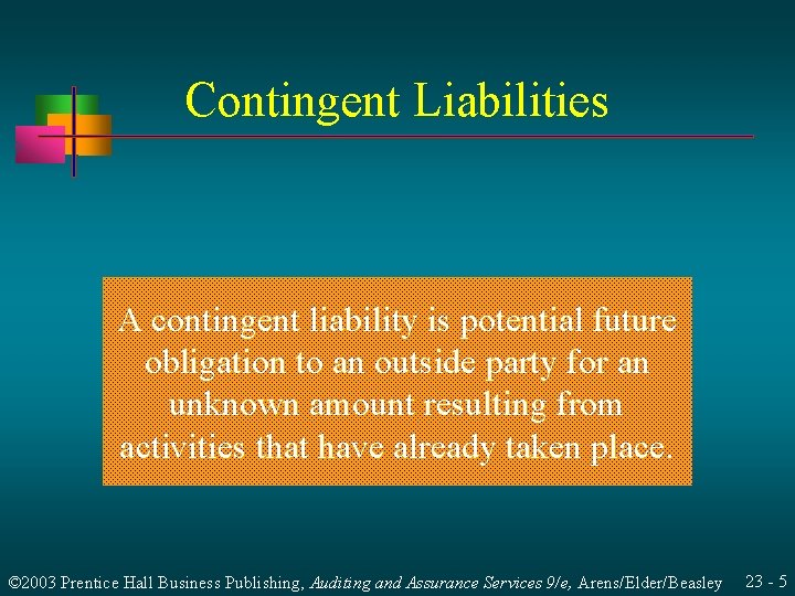 Contingent Liabilities A contingent liability is potential future obligation to an outside party for