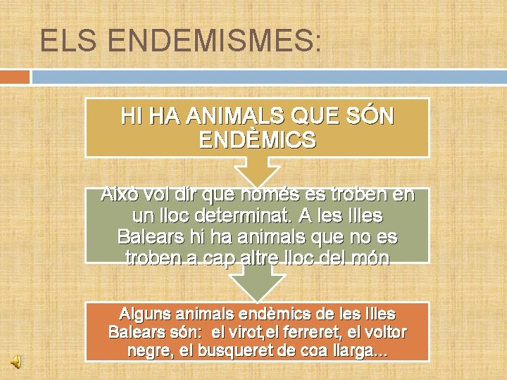 ELS ENDEMISMES: HI HA ANIMALS QUE SÓN ENDÈMICS Això vol dir que només es