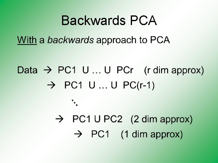 Backwards PCA • 
