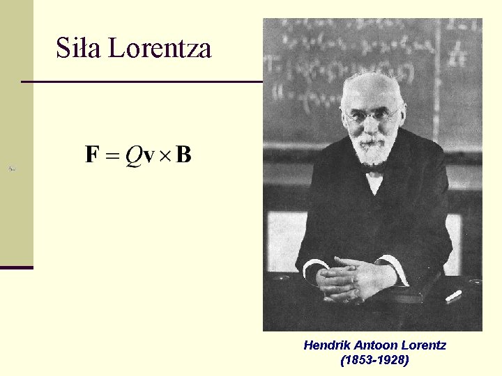 Siła Lorentza Hendrik Antoon Lorentz (1853 -1928) 