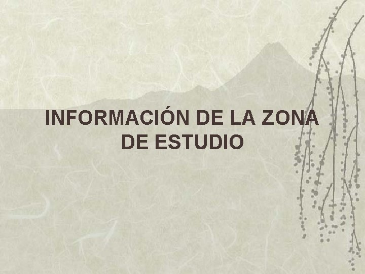 INFORMACIÓN DE LA ZONA DE ESTUDIO 