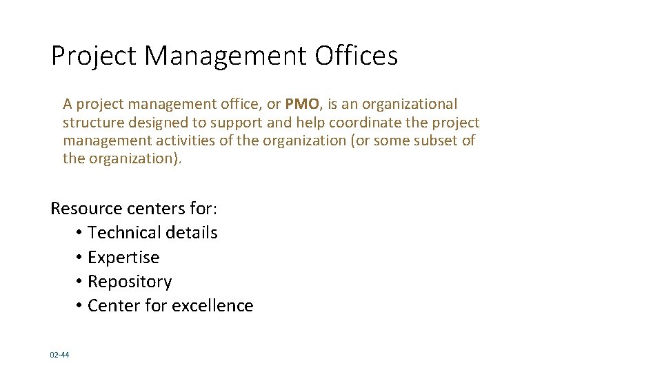 Project Management Offices A project management office, or PMO, is an organizational structure designed Project Management Offices A project management office, or PMO, is an organizational structure designed