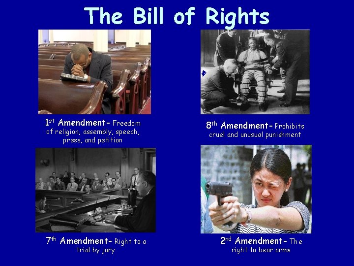 The Bill of Rights 1 st Amendment- Freedom of religion, assembly, speech, press, and The Bill of Rights 1 st Amendment- Freedom of religion, assembly, speech, press, and