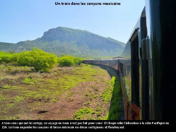 Un train dans les canyons mexicains A tous ceux qui ont le vertige, ce