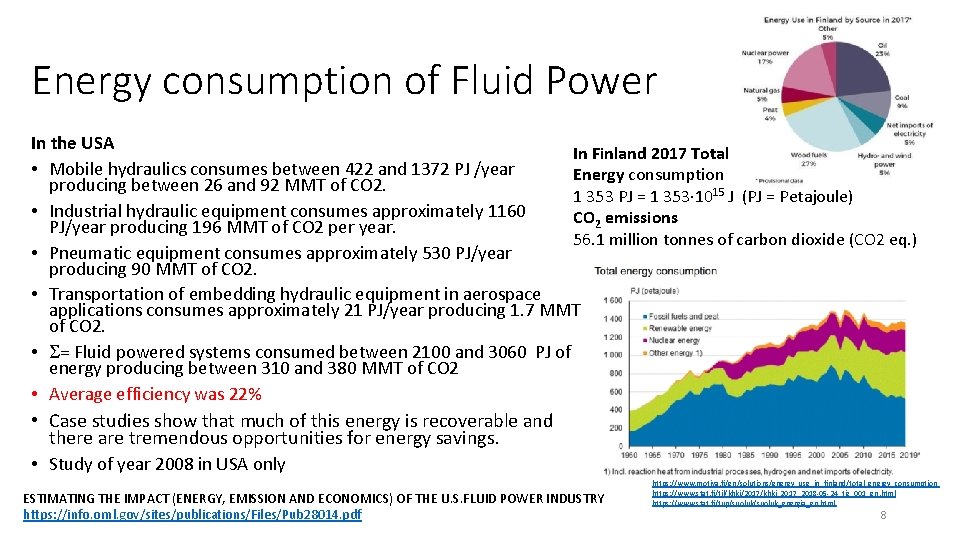 Energy consumption of Fluid Power In the USA In Finland 2017 Total • Mobile