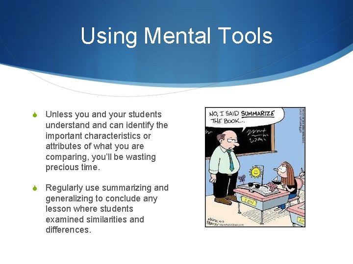 Using Mental Tools S Unless you and your students understand can identify the important