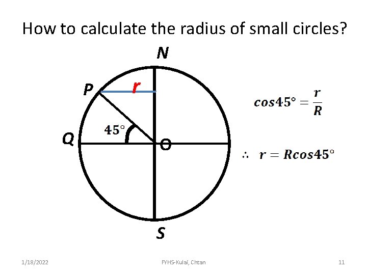 How to calculate the radius of small circles? N P Q r O S