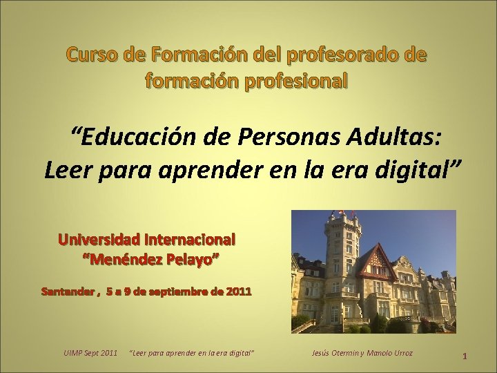 Curso de Formación del profesorado de formación profesional “Educación de Personas Adultas: Leer para