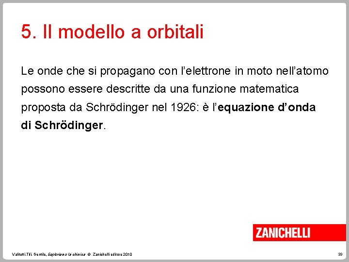 5. Il modello a orbitali Le onde che si propagano con l’elettrone in moto