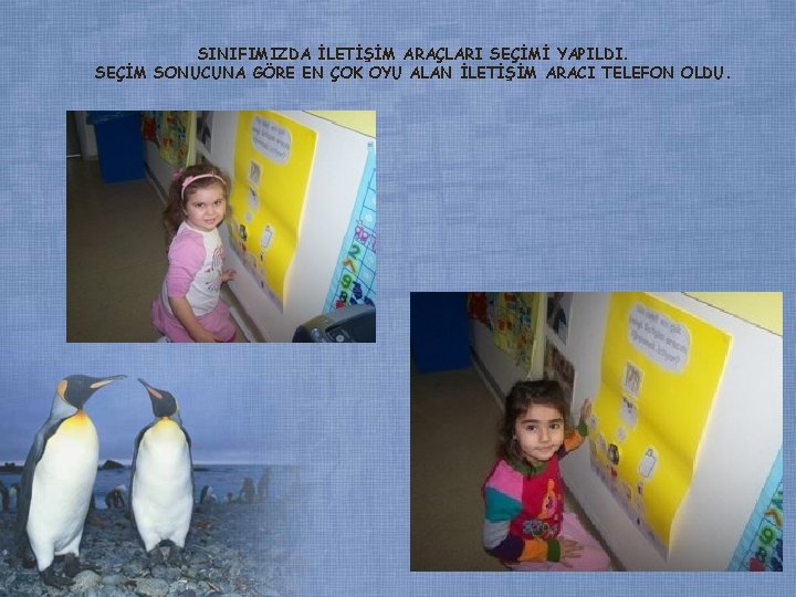 SINIFIMIZDA İLETİŞİM ARAÇLARI SEÇİMİ YAPILDI. SEÇİM SONUCUNA GÖRE EN ÇOK OYU ALAN İLETİŞİM ARACI SINIFIMIZDA İLETİŞİM ARAÇLARI SEÇİMİ YAPILDI. SEÇİM SONUCUNA GÖRE EN ÇOK OYU ALAN İLETİŞİM ARACI